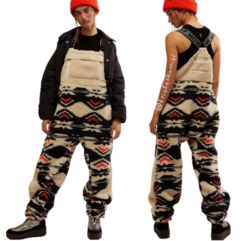 Free People FP Movement Hit The Slopes Printed Salopette NWT Size S READ